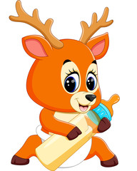 Sticker - illustration of cute deer cartoon