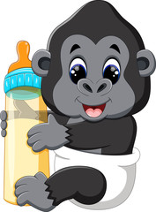 Sticker - illustration of Funny gorilla cartoon