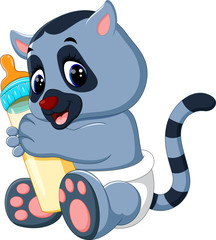 Sticker - illustration of Cute lemur cartoon