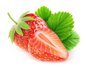 Isolated cut strawberries