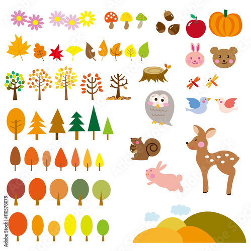 秋の森 動物たち セット Stock イラスト Adobe Stock