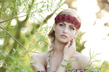 Blonde Wearing A Flower Crown