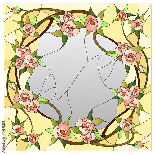 Naklejka na drzwi floral stained glass pattern