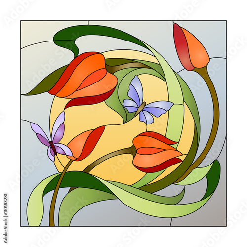 Obraz w ramie stained glass pattern