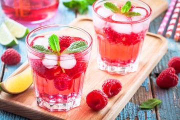 Wall Mural - Raspberry mojito in a glass