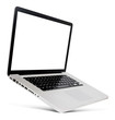 © velishchuk - Flying aluminium laptop with blank screen, isolated on a white