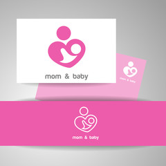 Wall Mural - mom and baby logo identity