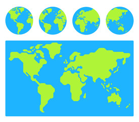 world map with globes