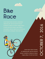 Wall Mural - cyclist in bicycle racing go to the mountain. race  competition poster. Vector illustrator. 