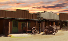 Cowboy Town - Old Wild West Cowboy Ghost Town At Sunset
