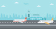 © Visual Generation - Background of airport with airplanes.