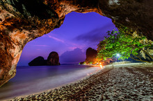 Famous Phranang Cave At Raylay Railay Beach, Krabi : Thailand
