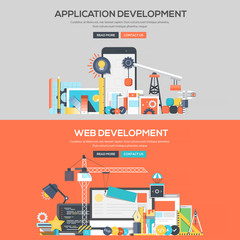 Wall Mural - Flat design concept banner - Application Development and Web Dev