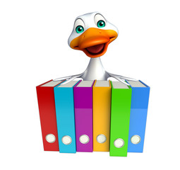 Canvas Print - cute Duck cartoon character with files