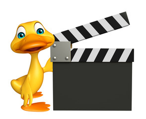 Poster - fun Duck cartoon character with clapper board