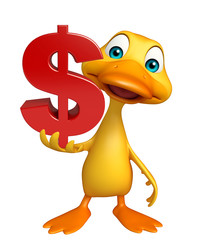 Wall Mural - fun Duck cartoon character with doller sign