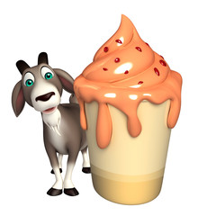 Poster - fun Goat cartoon character with ice cream