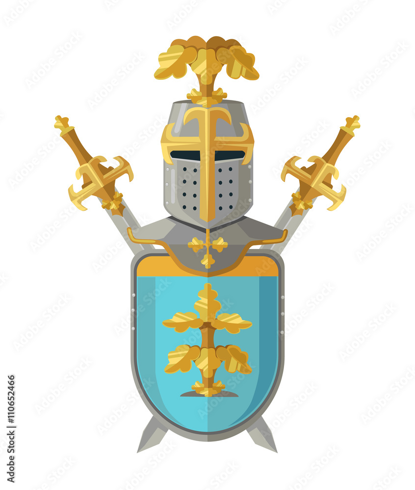 Knight Lable Knight armor. Vector flat cartoon illustration Stock Vector | Adobe Stock