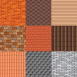 Roof tiles and roof texture vector set.