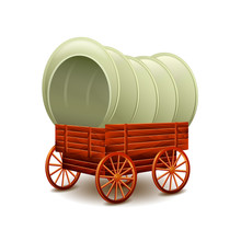 Old Wagon Isolated On White Vector