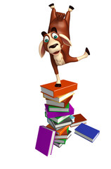 Poster - fun Goat cartoon character with book stack