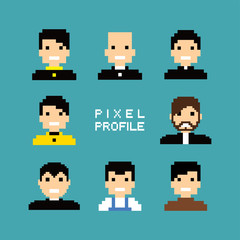 Wall Mural - pixel people avatar set