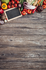 Wall Mural - Fresh vegetables on a wooden worktop