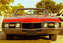 Classic Red American Convertible Car