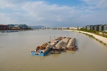Barges With Construction Material