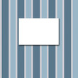 White canvas frame on a blue striped wallpaper. Mock up poster. The proportions of the canvas 3:2