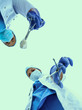 © shefkate - Surgeons man  wearing protective uniforms,caps and masks