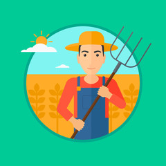 Sticker - Farmer with pitchfork in wheat field.