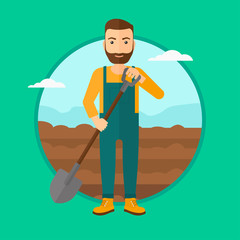 Poster - Farmer on the field with shovel.