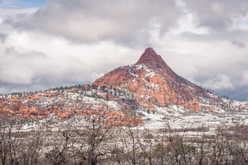 Wall Mural - Passing by the amazing mountains and formations of Zion National Park on our way to Lava point trailhead for our epic backpack trip.