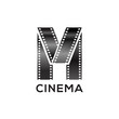Abstract letter M logo for negative videotape film production