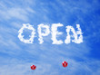 オープンの雲文字とアドバルーン / Open cloud string and advertising balloons
