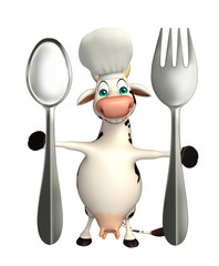 Sticker - Caw cartoon character with chef hat and spoon