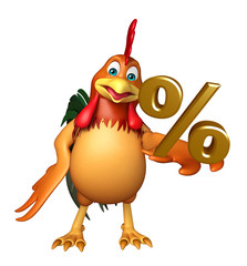 Poster - chiken cartoon character with percentage sign