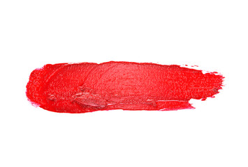 Wall Mural - Red color lipstick stroke on white background