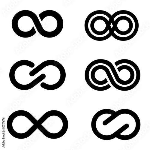 Vector black infinity icons set Tableau sur Toile