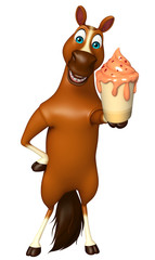 Poster - Horse cartoon character with ice-cream