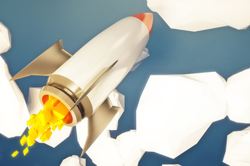 Wall Mural - startup rocket in abstract sky