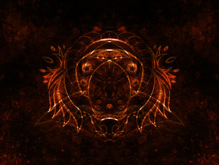 Poster - Ornamental Drawing. Original hand draw and computer collage. Color structure.