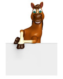 Fototapeta  - Horse cartoon character with  board