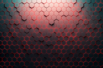 Wall Mural - red honeycomb pattern