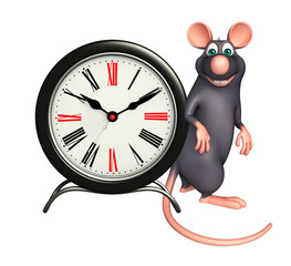 Poster -  Rat cartoon character  with clock