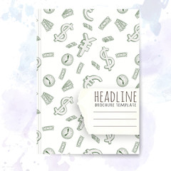 Wall Mural - Notebook template with hand drawn money doodles.
