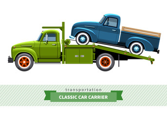 Wall Mural - Classic medium duty car hauler truck side view