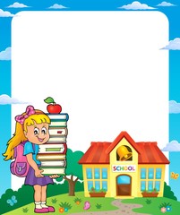 Wall Mural - Frame with school girl 3