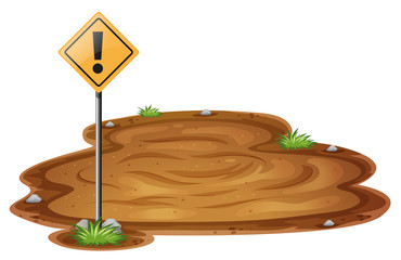 Sticker - Scene with quicksand and warning sign